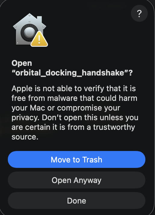 Open Anyway dialog